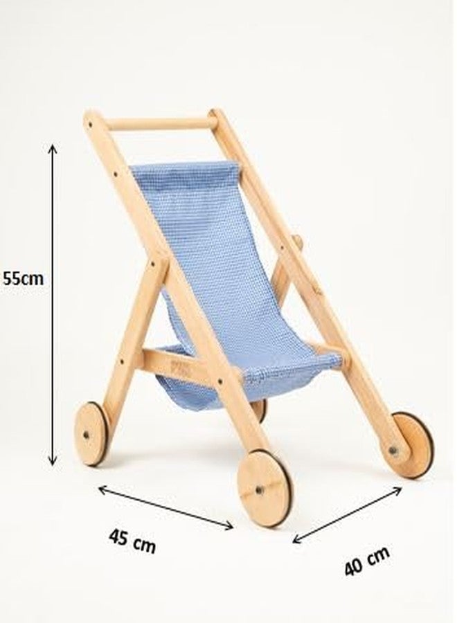Rocking Potato Wooden Doll Stroller with Fabric Seat - Classic Toy Pram - Pretend Play Pushchair for Kids - Durable & Safe Design - Image 3